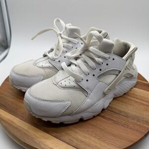 Nike Air Huarache GS Boys 6.5Y Girls 8 UK 6 Triple White running shoes  0816